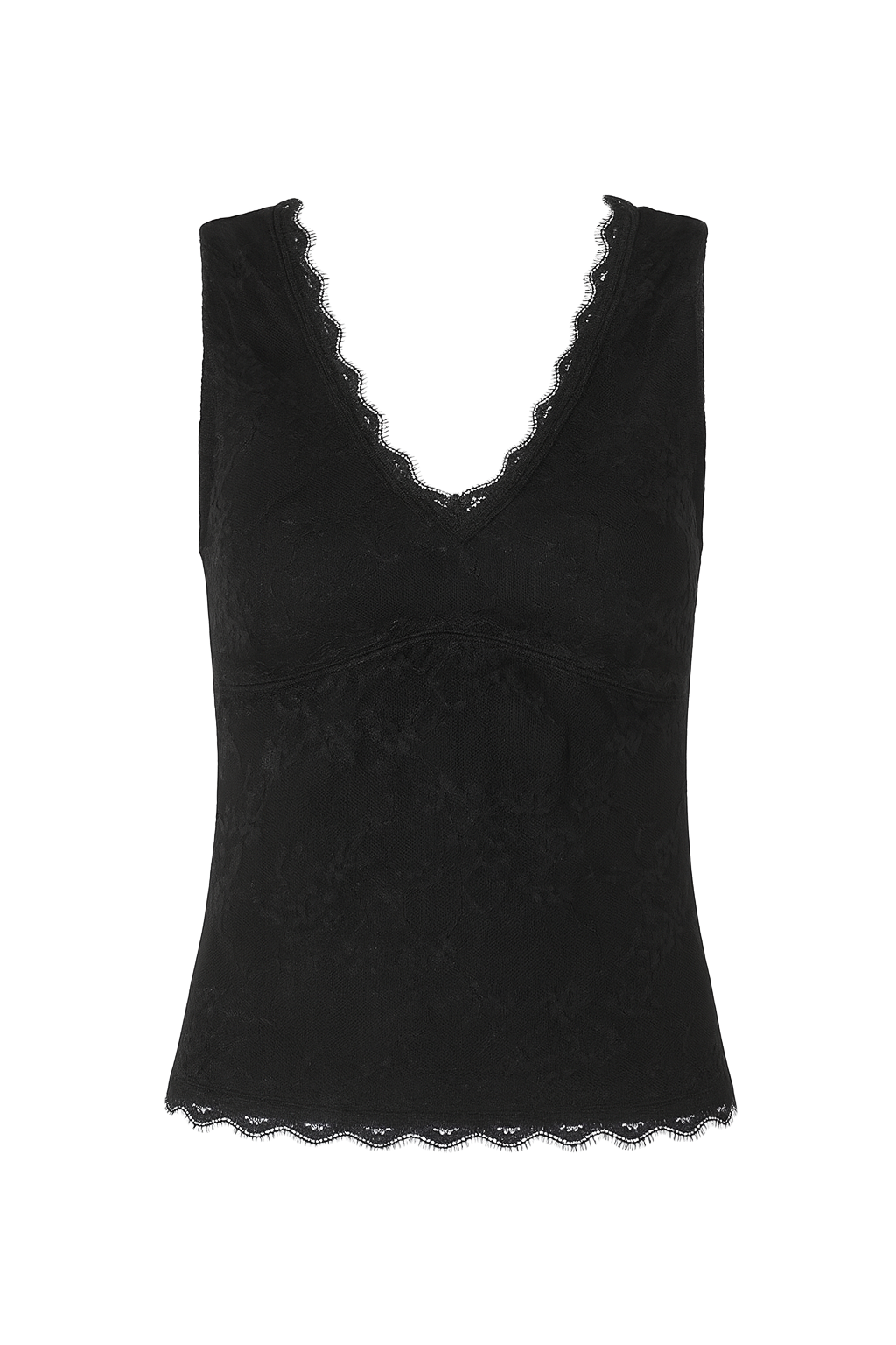 Lace Trim V-Neck Tank - front