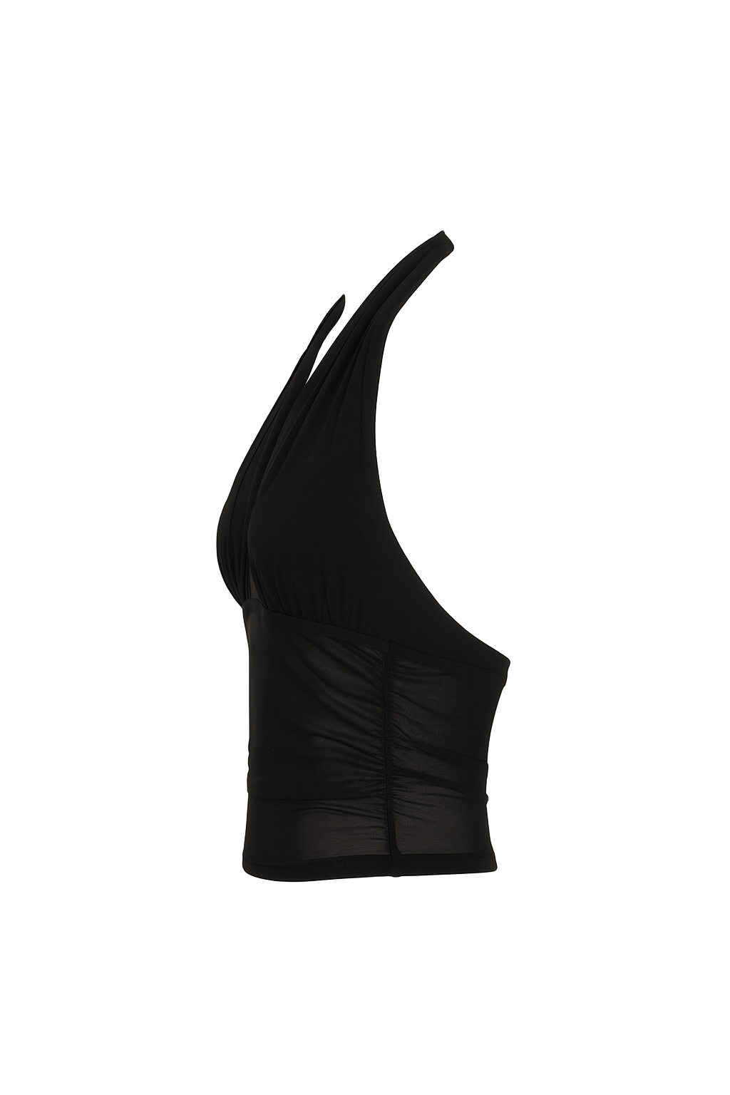Mesh Halter Neck Top - Black - side