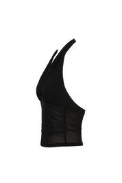 Mesh Halter Neck Top - Black - side