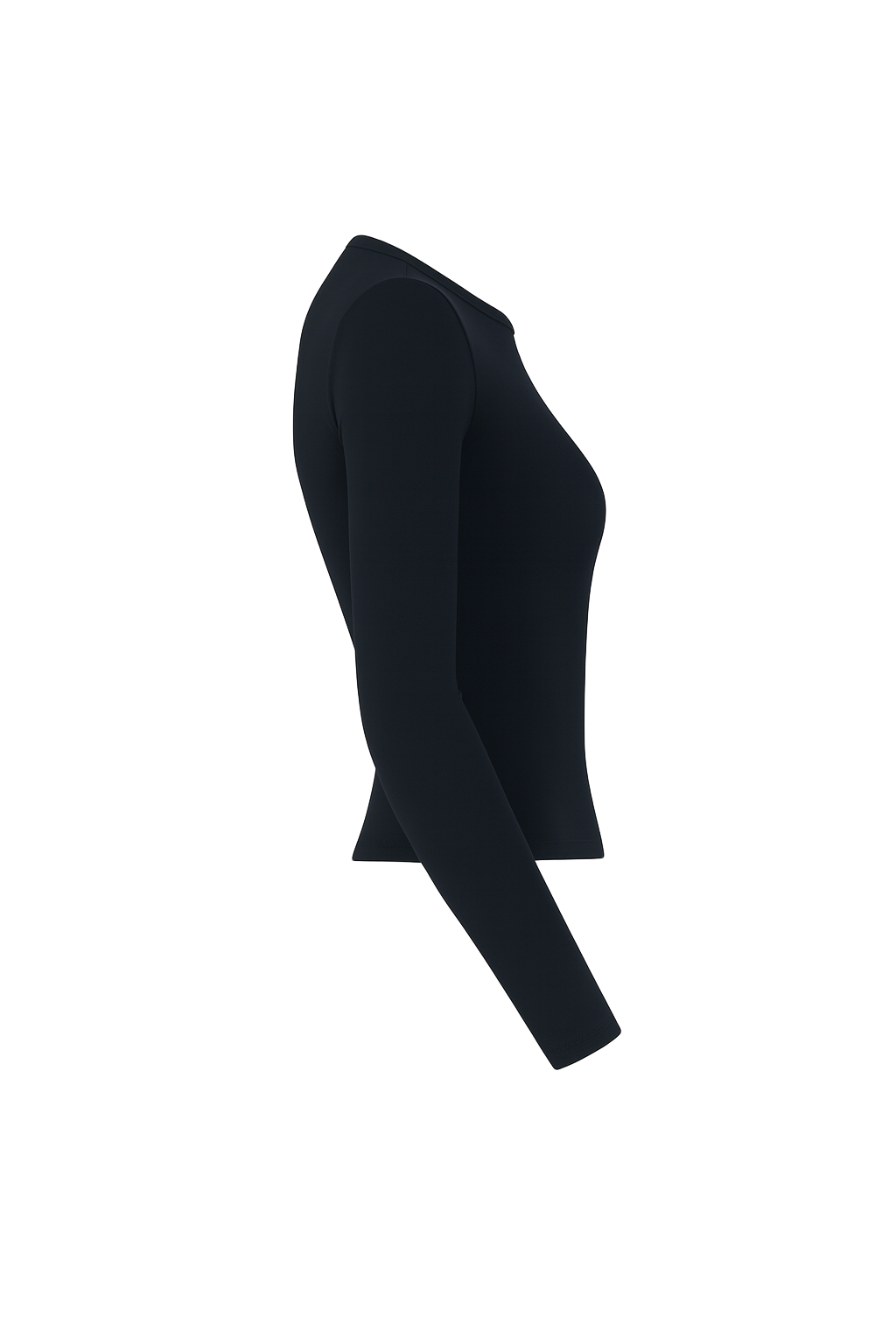 Sleek Fitted Crew Neck Top - Black - side