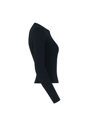 Sleek Fitted Crew Neck Top - Black - side
