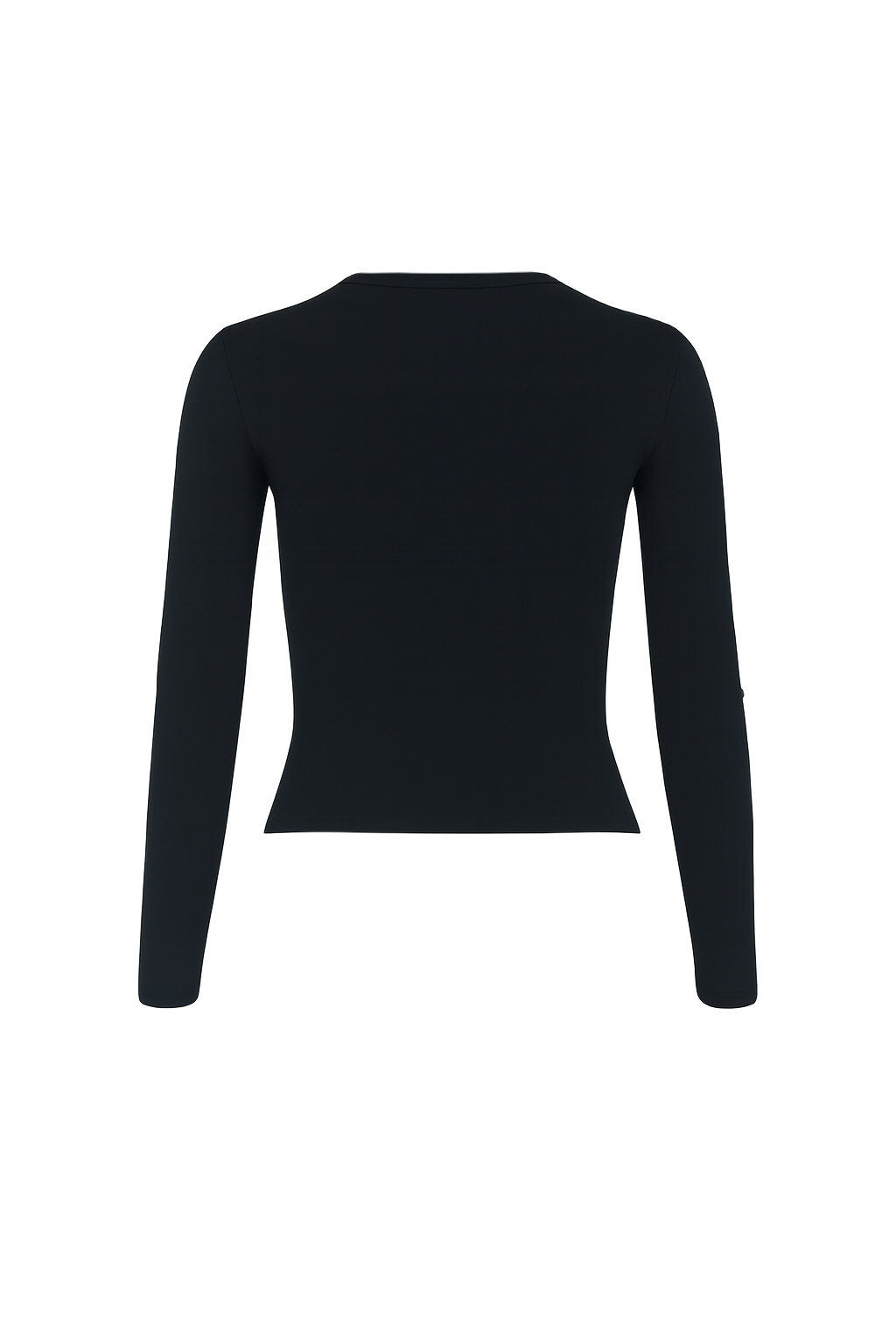 Sleek Fitted Crew Neck Top - Black - back