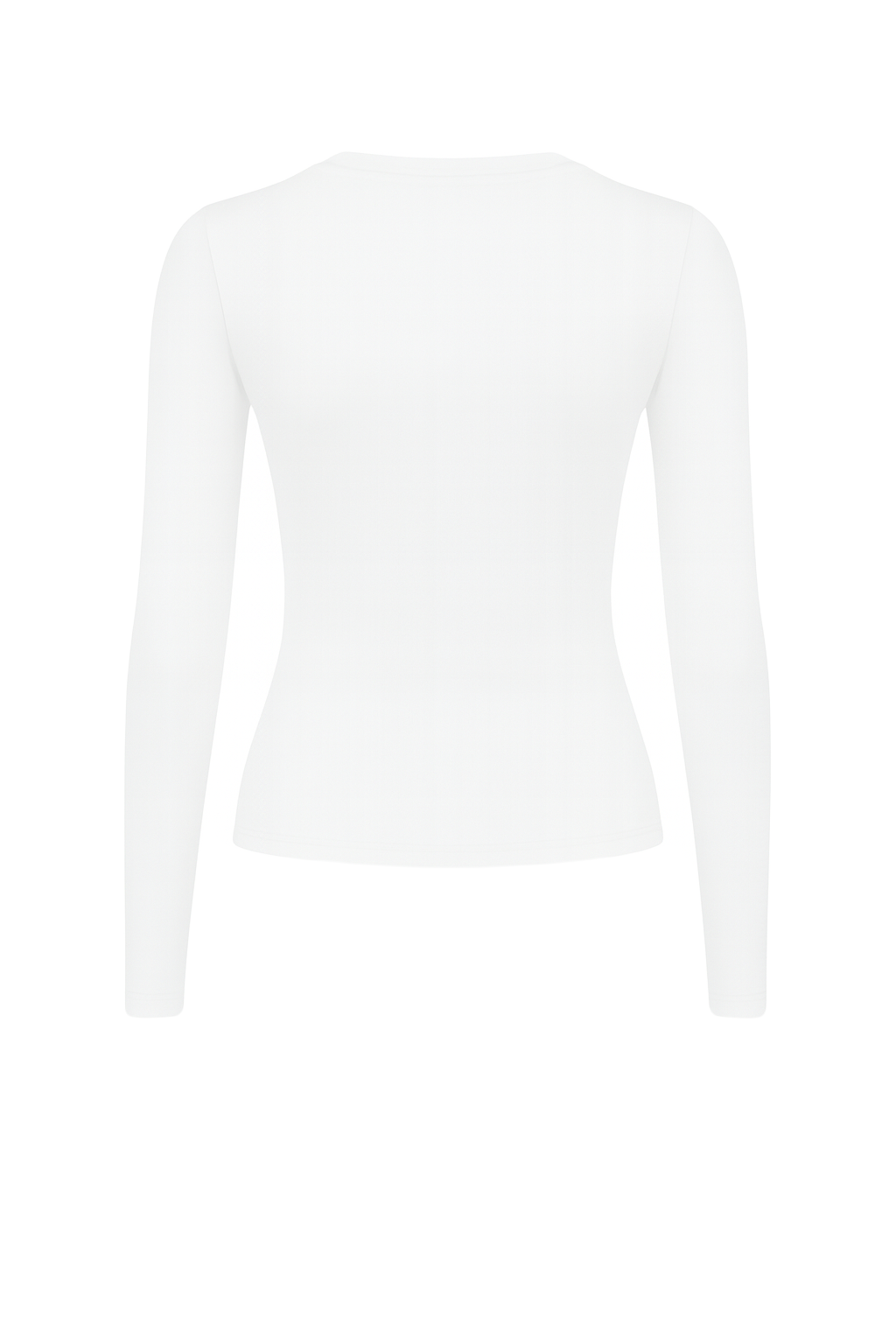 Sleek Fitted Crew Neck Top - White - back