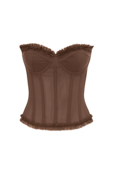 Ruffled Corset Top - Chocolate