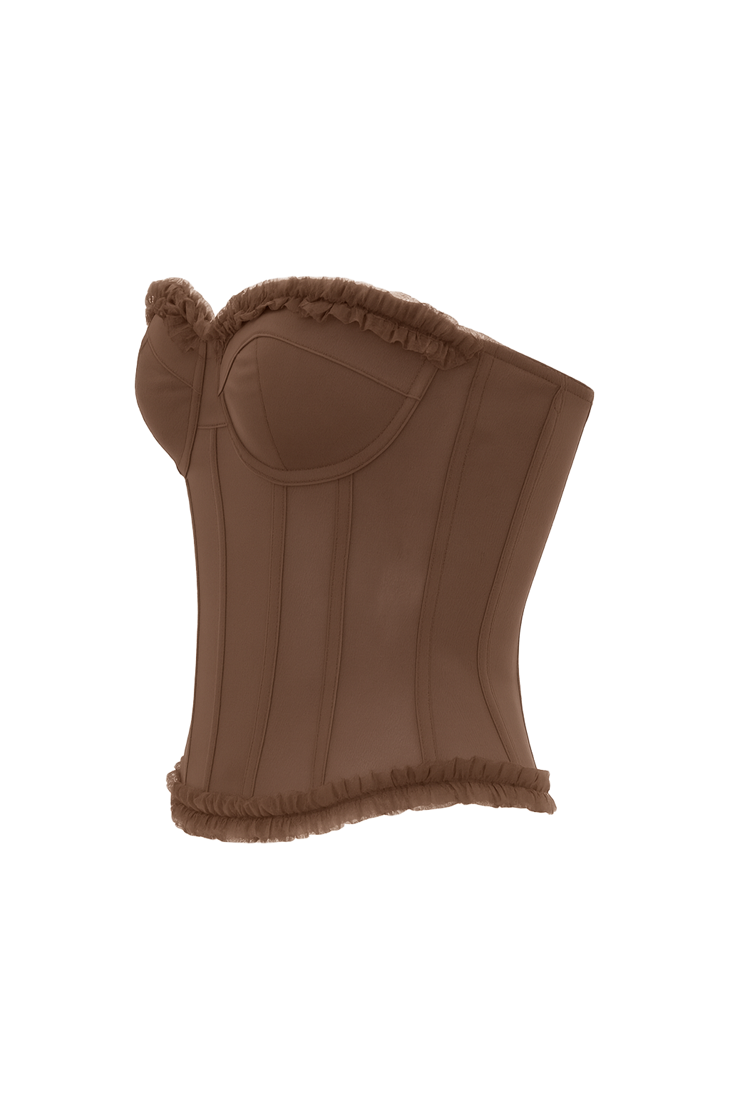 Ruffled Corset Top - Chocolate - side