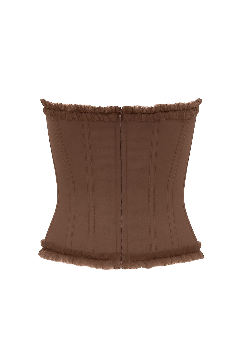 Ruffled Corset Top - Chocolate - back