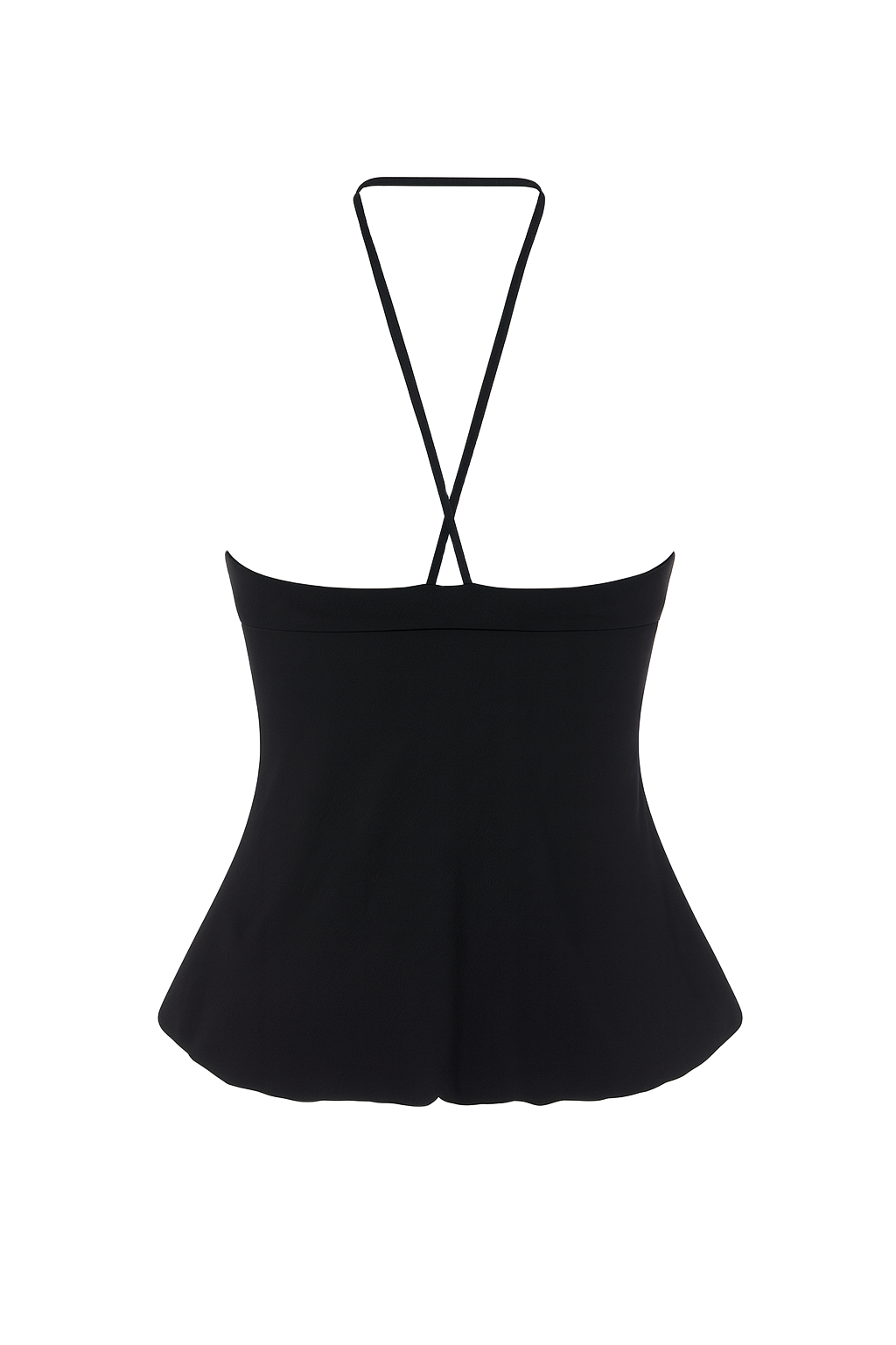 Gathered Halter Neck Top - Black - back