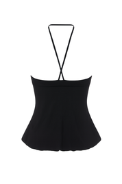 Gathered Halter Neck Top - Black - back