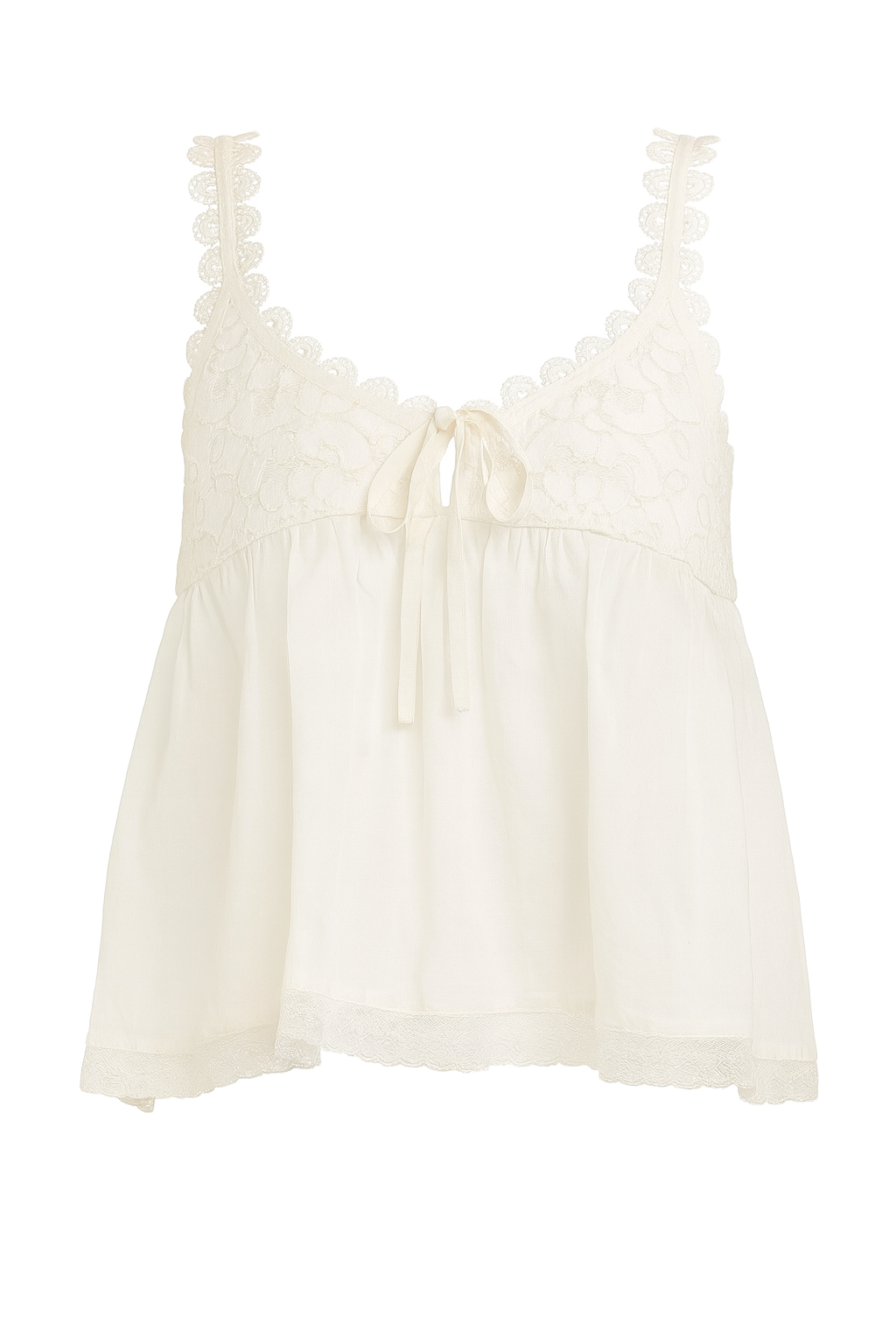 Ribbed Knit Top - Ivory - front