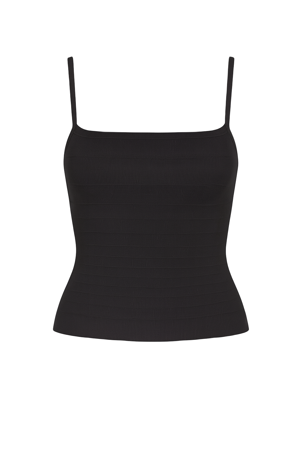 Ribbed Bustier Cami - Black - front