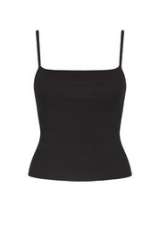 Ribbed Bustier Cami - Black - front