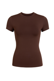 Fitted Crew Neck Tee - Chocolate Brown - front
