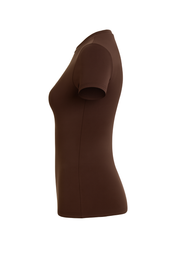 Fitted Crew Neck Tee - Chocolate Brown - side
