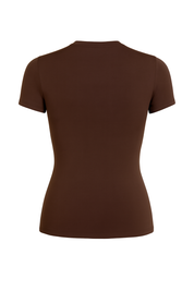 Fitted Crew Neck Tee - Chocolate Brown - back