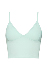 Ribbed V-Neck Bralette - Mint