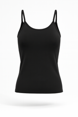 Scoop Neck Fitted Cami - Black