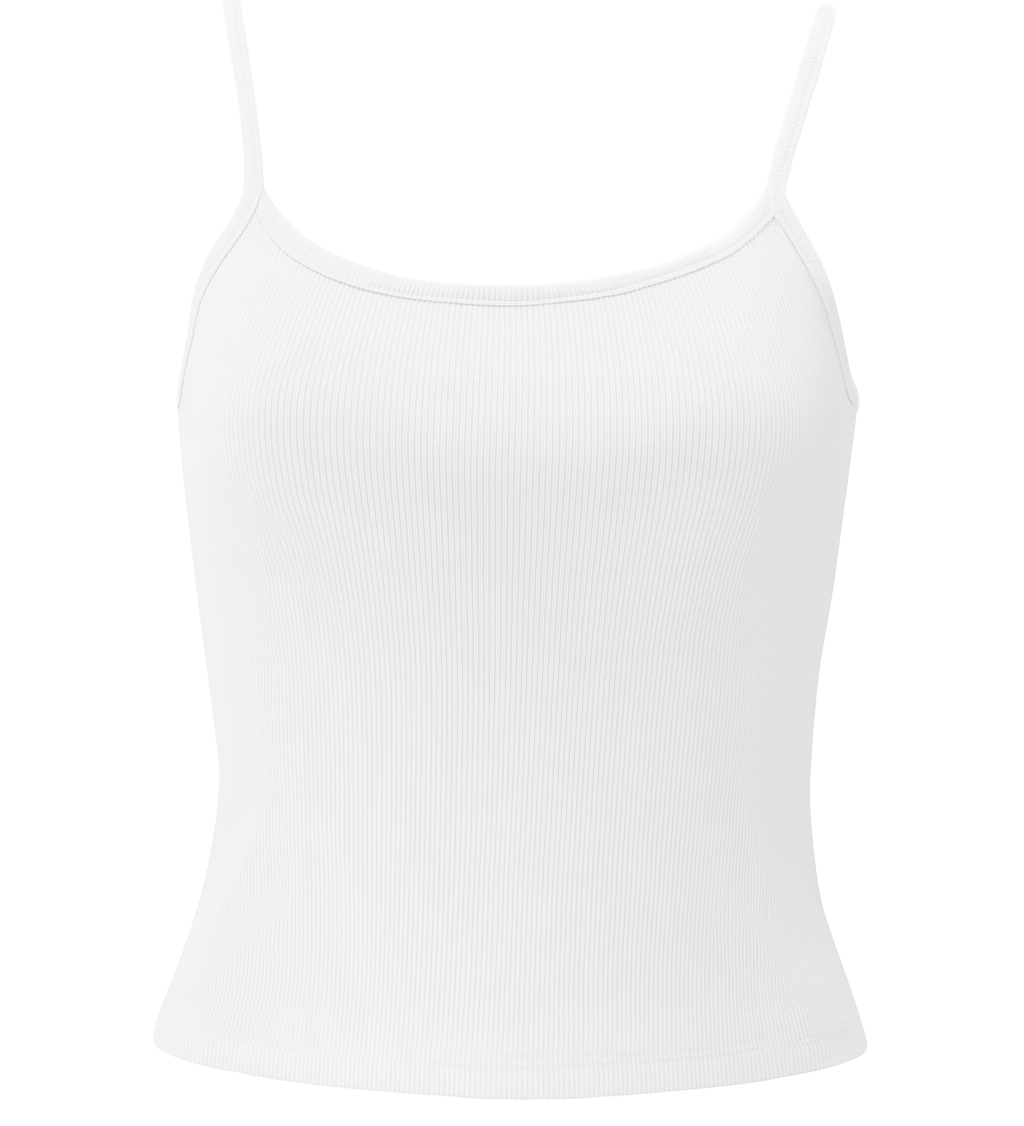 Ribbed Adjustable Strap Cami - White - front
