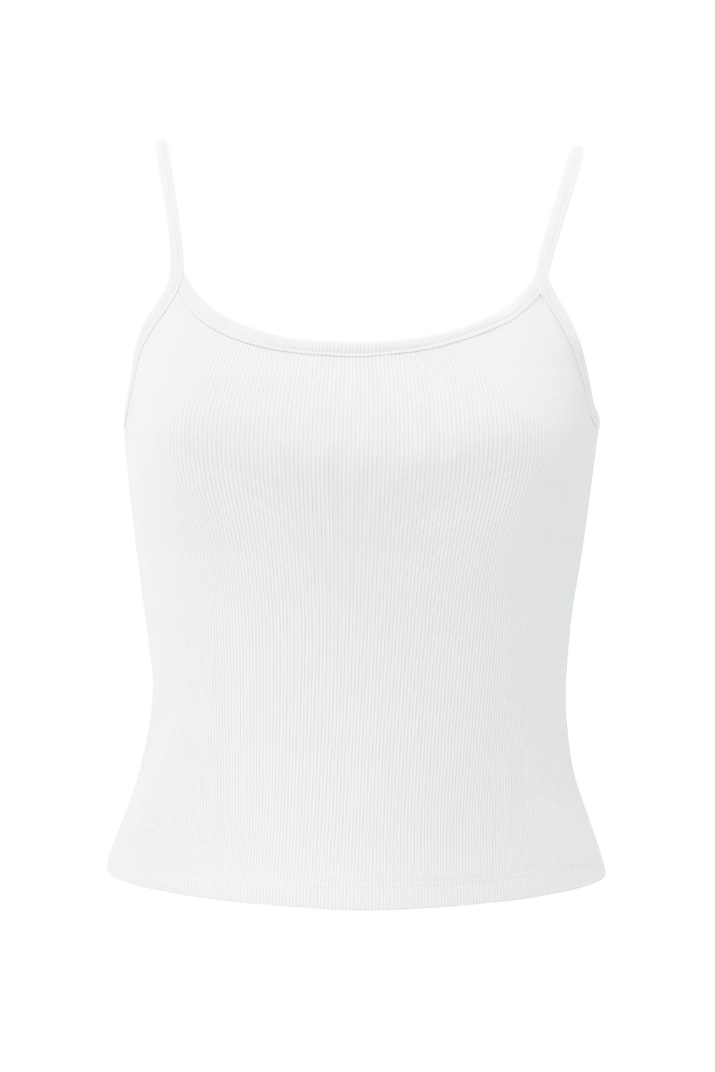 Ribbed Adjustable Strap Cami - White - front