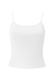 Ribbed Adjustable Strap Cami - White - front