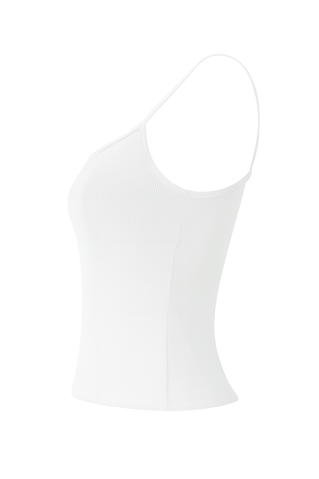Ribbed Adjustable Strap Cami - White - side