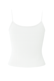 Ribbed Adjustable Strap Cami - White - back