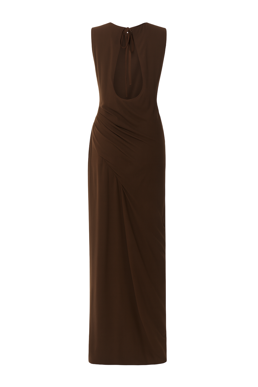 Draped Keyhole Gown - Dark Brown - back