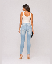 Retro High Rise Skinny Jeans in light wash - back view
