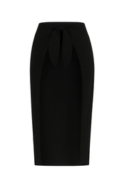 Leopard Tie Sarong Skirt - Black - back