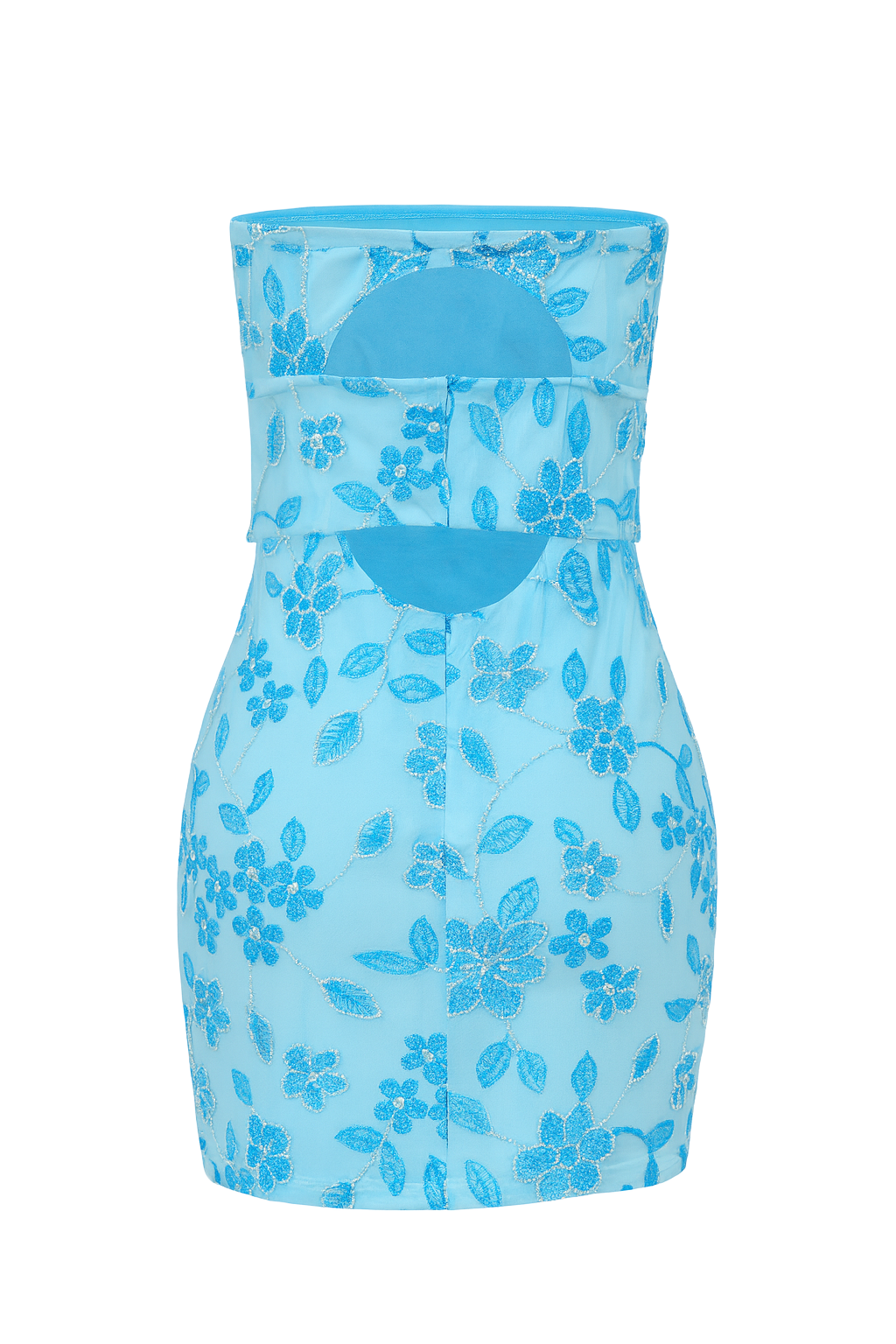 Sequin Flower Tube Dress - Blue Floral - back