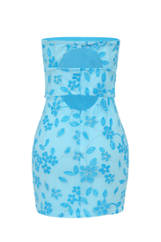 Sequin Flower Tube Dress - Blue Floral - back