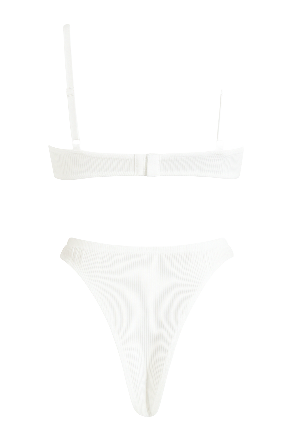 Ribbed Underwire Bikini Set - White - back