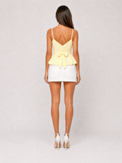 V-Neck Wrap Peplum Cami Top Yellow - back